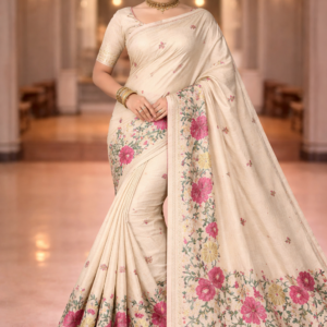 tussar embroidery pure silk